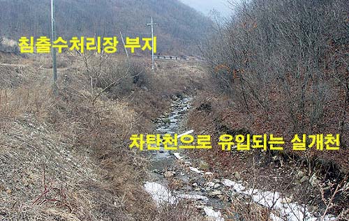 침출수가 유입되는 실개천(철원읍 율이리) 